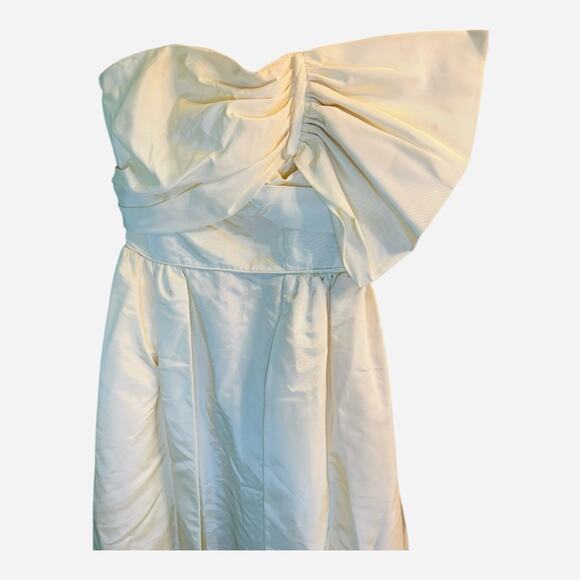 Vtg 50s Butter Yellow Statement Bow Strapless Feminine Dress XS Coquette Maxi - Picture 2 of 6